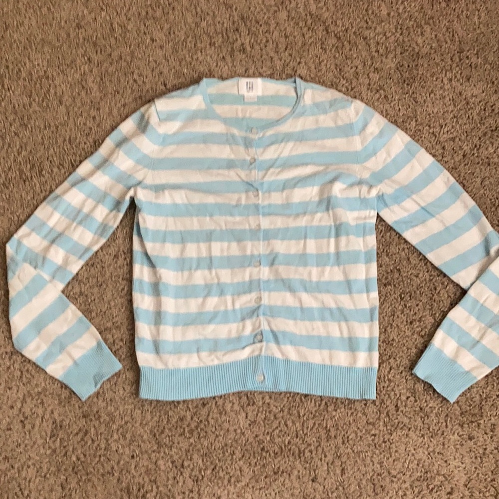 Apt 9 button-up sweater Baby Blue and White Stripes size small